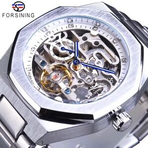 Men's Skeleton Mechanical Luminous Luxury Waterproof Octagon Shape Watch